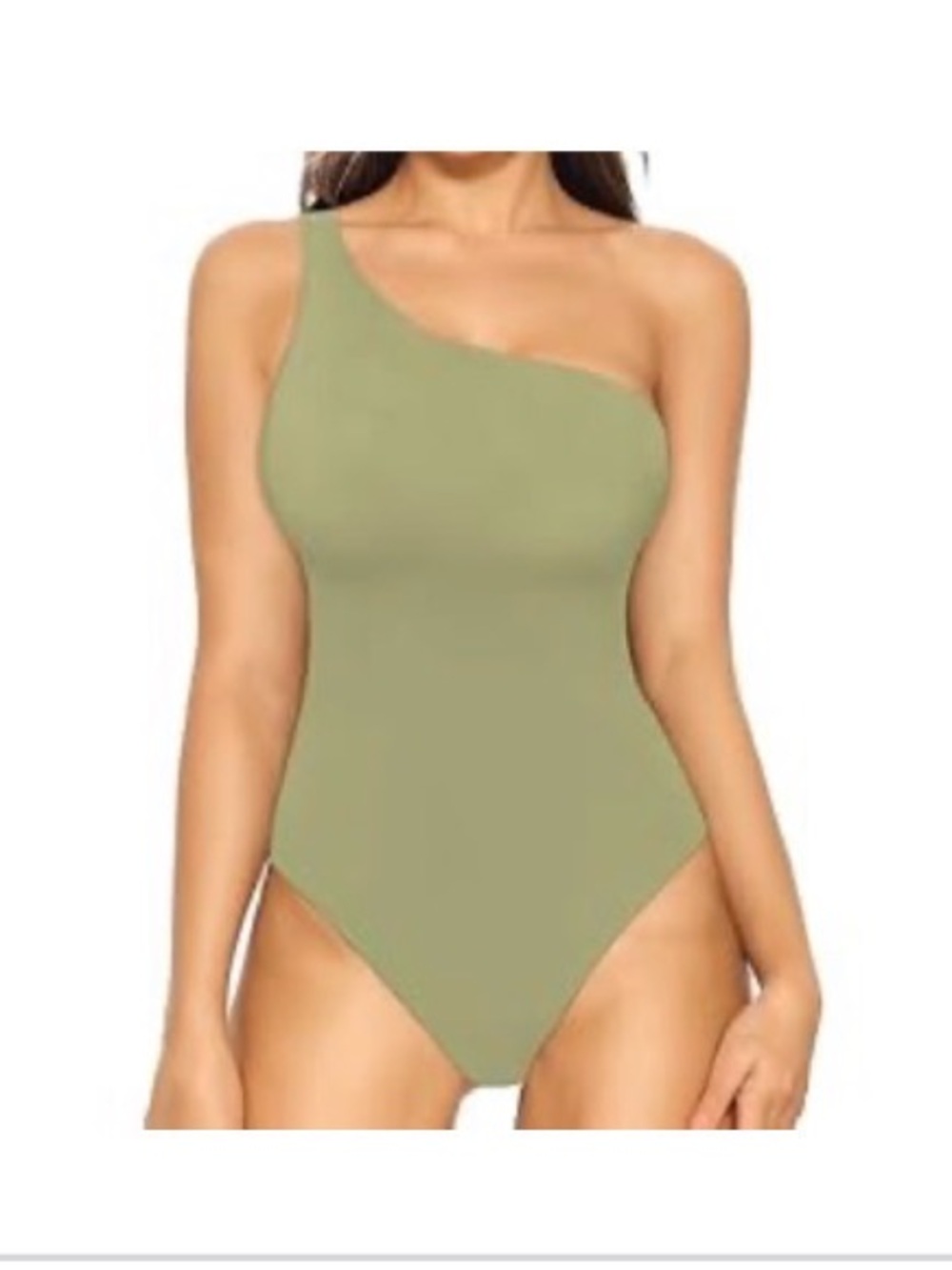 One-Shoulder Olive Green bodysuit